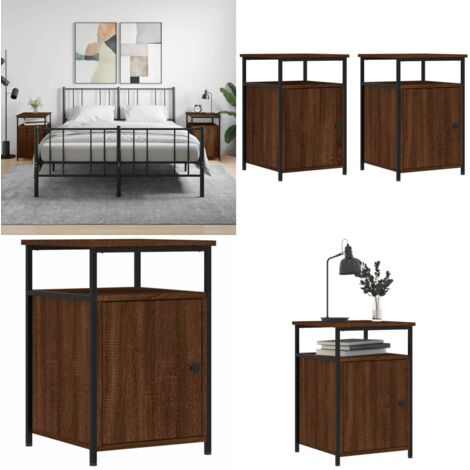 Comodini Rovere Marrone 2 pz 40x42x60 cm Legno Multistrato - Comodino marrone - Comodino in legno multistrato