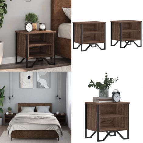 Comodini Rovere Marrone 2pz 40x30x40 cm in Truciolato - Comodino industriale - Comodino in truciolato