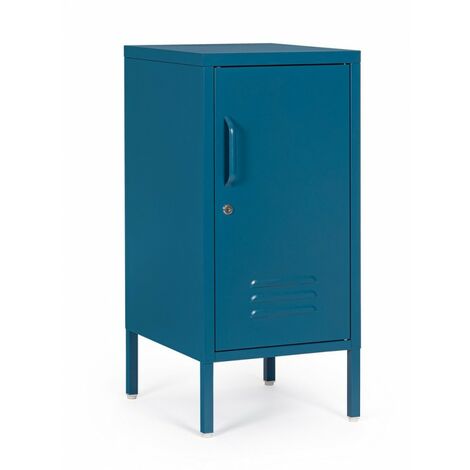 Comodino 1 Anta 40x35x76 cm Cambridge in Acciaio Blu
