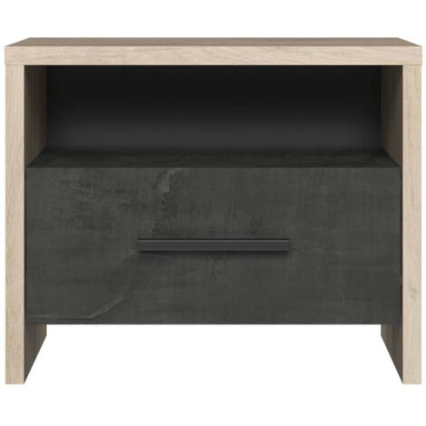 Comodino 1 cassetto 1 nicchia stile rovere e nero L49,6 x H40 cm - Colorado