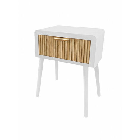 Comodino 1 Cassetto 40x30x57 cm Charley in Legno Bianco