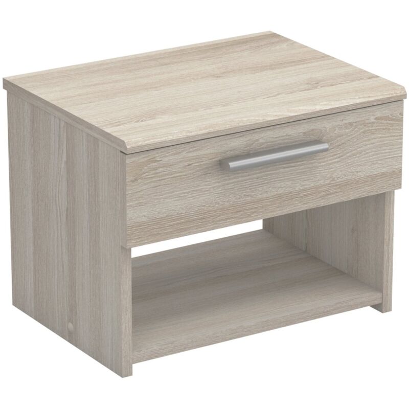 Comodino 1 cassetto L42,5 cm, decorazione legno chiaro - Costoso