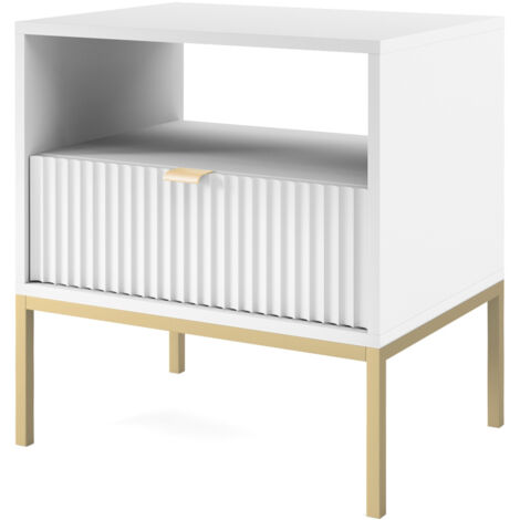 Comodino: 1 cassetto, labrador, oro, 54 x 56 x 39 cm, maniglie dorate