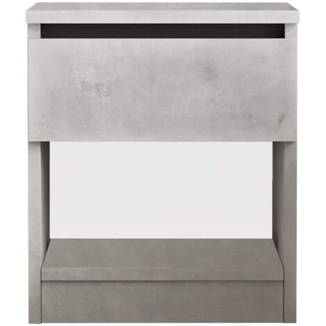 Comodino 1 Cassetto Rebecca Mobili Kanuka 46,5x40x35,5 Truciolato Grigio Pietra  Moderno