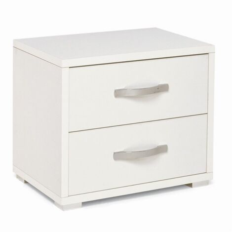 Comodino 2 cassetti MONTATO colore bianco frassinato