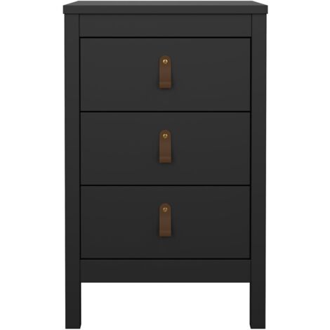 Comodino 3 cassetti nero opaco H70,1 cm - BARCELONE