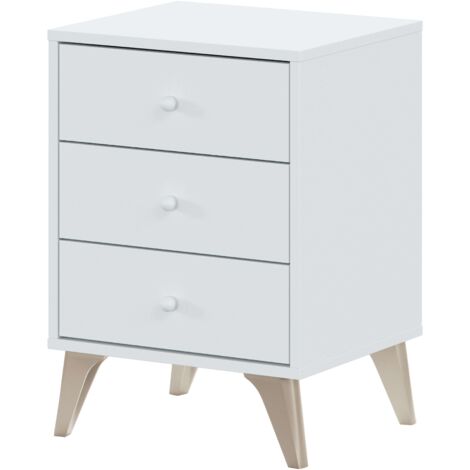 HOGAR24 Comodino 3 cassetti Sire cameretta camera da letto matrimoniale colore bianco stile moderno 56x40x34 cm