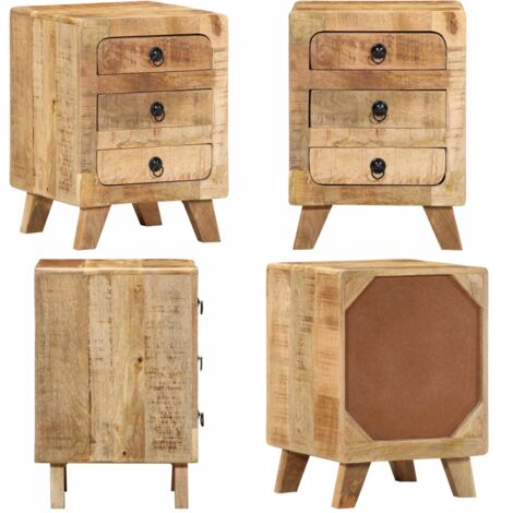 Comodino 37x32x50 cm in Legno Massello di Mango Grezzo - Comodino in legno grezzo - Comodino in legno massello