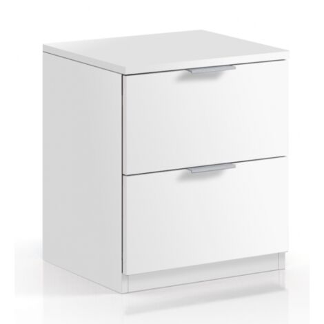 Comodino 38x33,5x45 cm bianco opaco con 2 cassetti – Alba