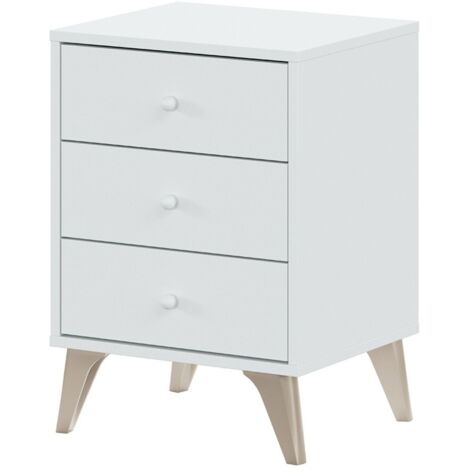 Comodino 40 Bianco 3 Cassetti Cassettiera Camera Letto Studio Moderno Cameretta