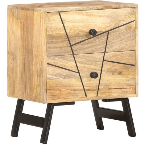 Comodino 40x30x50 cm in Legno Massello di Mango
