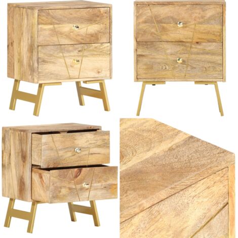 Comodino 40x30x50 cm in Legno Massello di Mango - Comodino rustico - Comodino in legno massello
