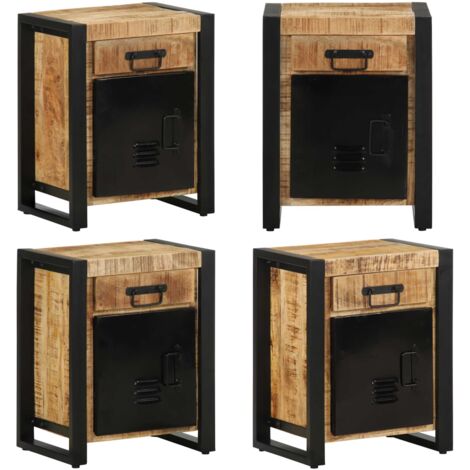 Comodino 40x30x50 cm in Legno Massello di Mango Grezzo - Comodino in legno grezzo - Comodino per camera da letto