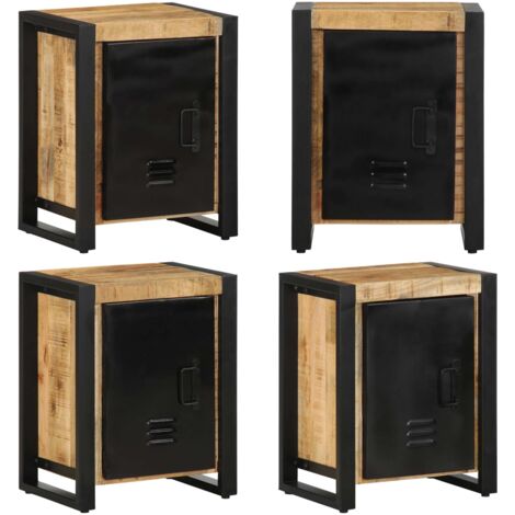 Comodino 40x30x51 cm in Legno Grezzo Massello di Mango - Comodino in legno grezzo - Comodino per camera da letto