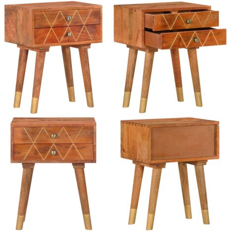 Comodino 40x30x58 cm in Legno Massello di Mango - Comodino rustico - Comodino con cassetti