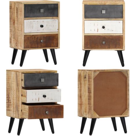 Comodino 40x30x60 cm in Legno Massello di Mango - Comodino anni 50 - Comodino con cassetti