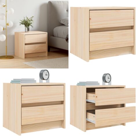 Comodino 40x31x35,5 cm in Legno Massello di Pino - Comodino in pino - Comodino con cassetti