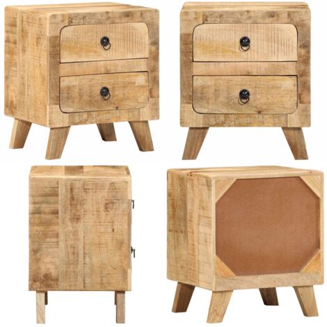 Comodino 40x32x46 cm in Legno Massello di Mango Grezzo - Comodino mango - Comodino in legno massello