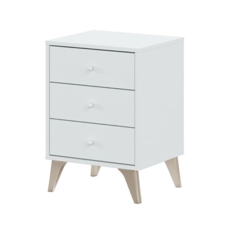 Comodino 40x33,5x56 cm bianco opaco con 3 cassetti – Genova