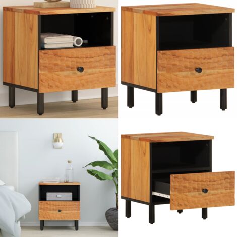 Comodino 40x33x46 cm in Legno Massello di Acacia - Comodino in acacia - Comodino con cassetto