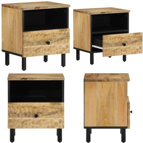 Comodino 40x33x46 cm in Legno Massello di Mango - Comodino mango - Comodino in legno massello