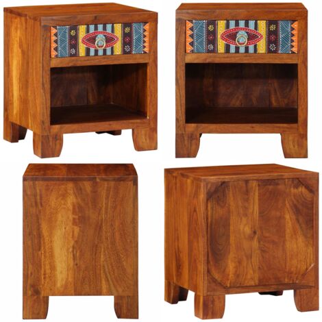 Comodino 40x35x45 cm in Legno Massello di Acacia - Comodino in acacia - Comodino per camera da letto