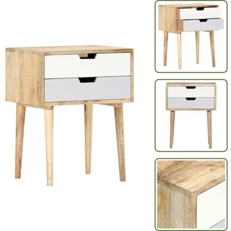 Comodino 47x35x59 cm in Legno Massello di Mango