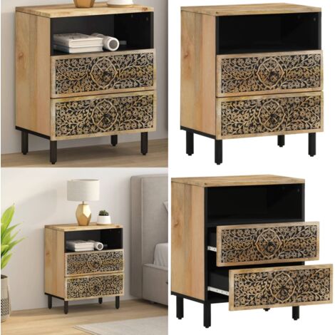 Comodino 50x33x60 cm in Legno Massello di Mango - Comodino mango - Comodino in legno massello