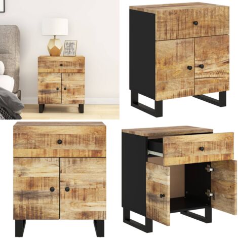 Comodino 50x33x60cm Legno Massello di Mango e Legno Multistrato - Comodino in legno massello - Comodino con cassetto