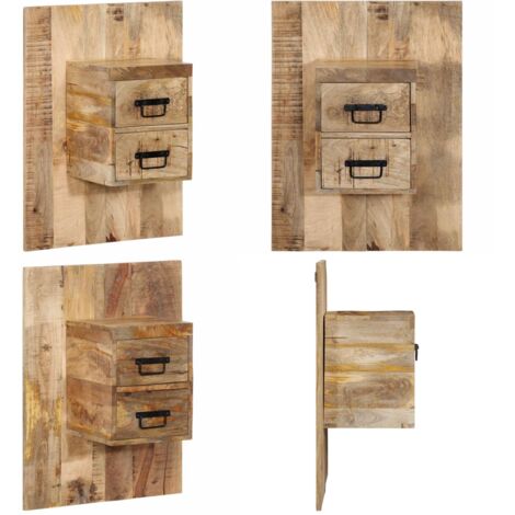 Comodino 60x32x80 cm in Legno Grezzo Massello di Mango - Comodino in legno - Comodino mango