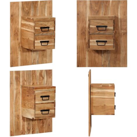 Comodino 60x32x80 cm in Legno Massello di Acacia - Comodino in legno - Comodino in acacia