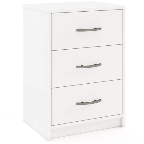Comodino a 3 cassetti con kit antiribaltamento Bianco