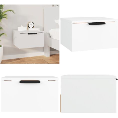 Comodino a Muro Bianco 34x30x20 cm - Comodino da parete - Comodino in legno