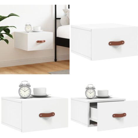 Comodino a Muro Bianco 35x35x20 cm - Comodino sospeso - Arredamento casa