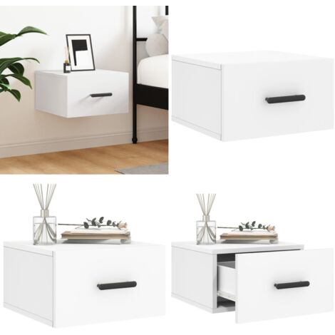 Comodino a Muro Bianco 35x35x20 cm - Comodino sospeso - Arredamento casa