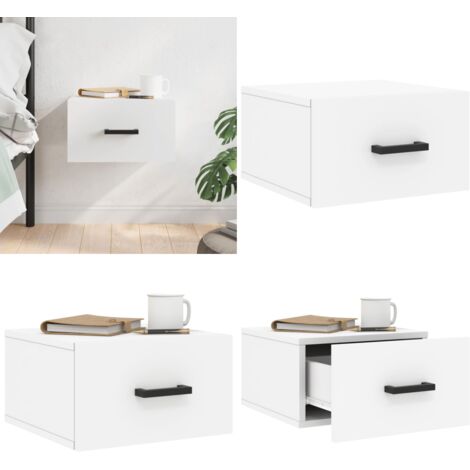 Comodino a Muro Bianco 35x35x20 cm - Comodino sospeso - Arredamento casa