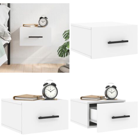 Comodino a Muro Bianco 35x35x20 cm - Comodino sospeso - Arredamento casa