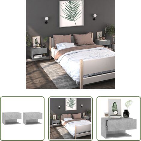 Comodino a muro -  Comodini a Muro 2 pz Grigio Cemento