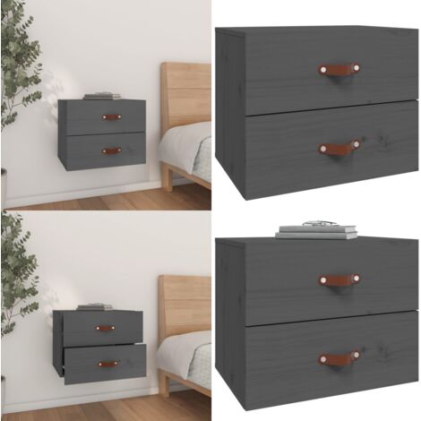 Comodino a Muro Grigio 50x36x40 cm - Comodino in legno - Comodino grigio