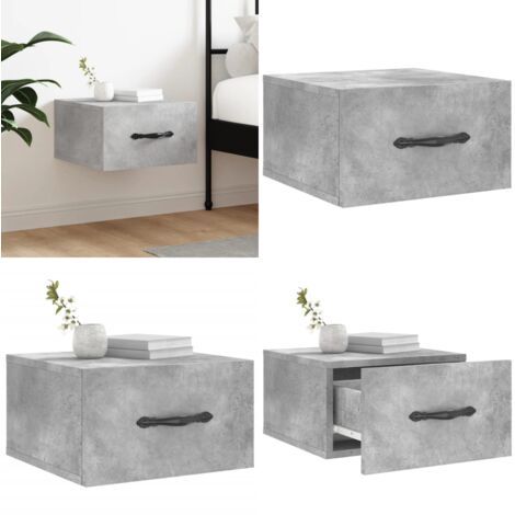 Comodino a Muro Grigio Cemento 35x35x20 cm - Comodino sospeso - Comodino per casa