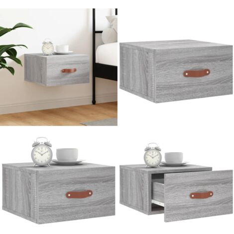 Comodino a Muro Grigio Sonoma 35x35x20 cm - Comodino sospeso - Arredamento casa