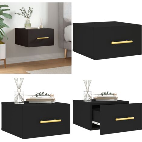 Comodino a Muro Nero 35x35x20 cm - Comodino sospeso - Arredamento casa