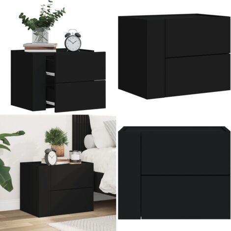 Comodino a Muro Nero 45x30x35 cm - Comodino murale - Comodino in legno