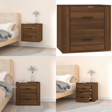 Comodino a Muro Rovere Marrone 50x36x47 cm - Comodino murale - Comodino in legno