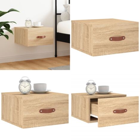 Comodino a Muro Rovere Sonoma 35x35x20 cm - Comodino sospeso - Comodino in legno