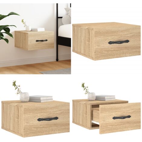 Comodino a Muro Rovere Sonoma 35x35x20 cm - Comodino sospeso - Comodino in legno