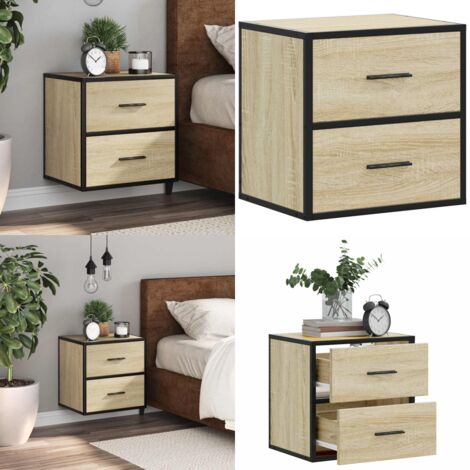 Comodino a Muro Rovere Sonoma 40x31x39,5 cm - Comodino a parete - Comodino con cassetti