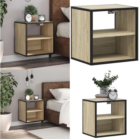 Comodino a Muro Rovere Sonoma 40x31x39,5 cm - Comodino a parete - Comodino con ripiani