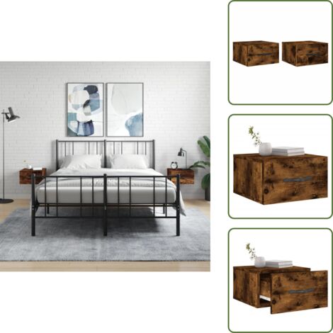 Comodino a muro - vidaXL Comodini a Muro 2 pz Rovere Fumo 35x35x20 cm - Comodino con ripiani