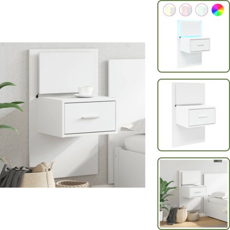 Comodino a muro - vidaXL Comodino a Parete con Luci LED Bianco - Comodino con piano robusto